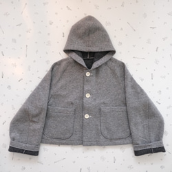 reversible wool short coat   * moku gray & charcoal gray * 第12張的照片