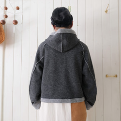 reversible wool short coat   * moku gray & charcoal gray * 第2張的照片