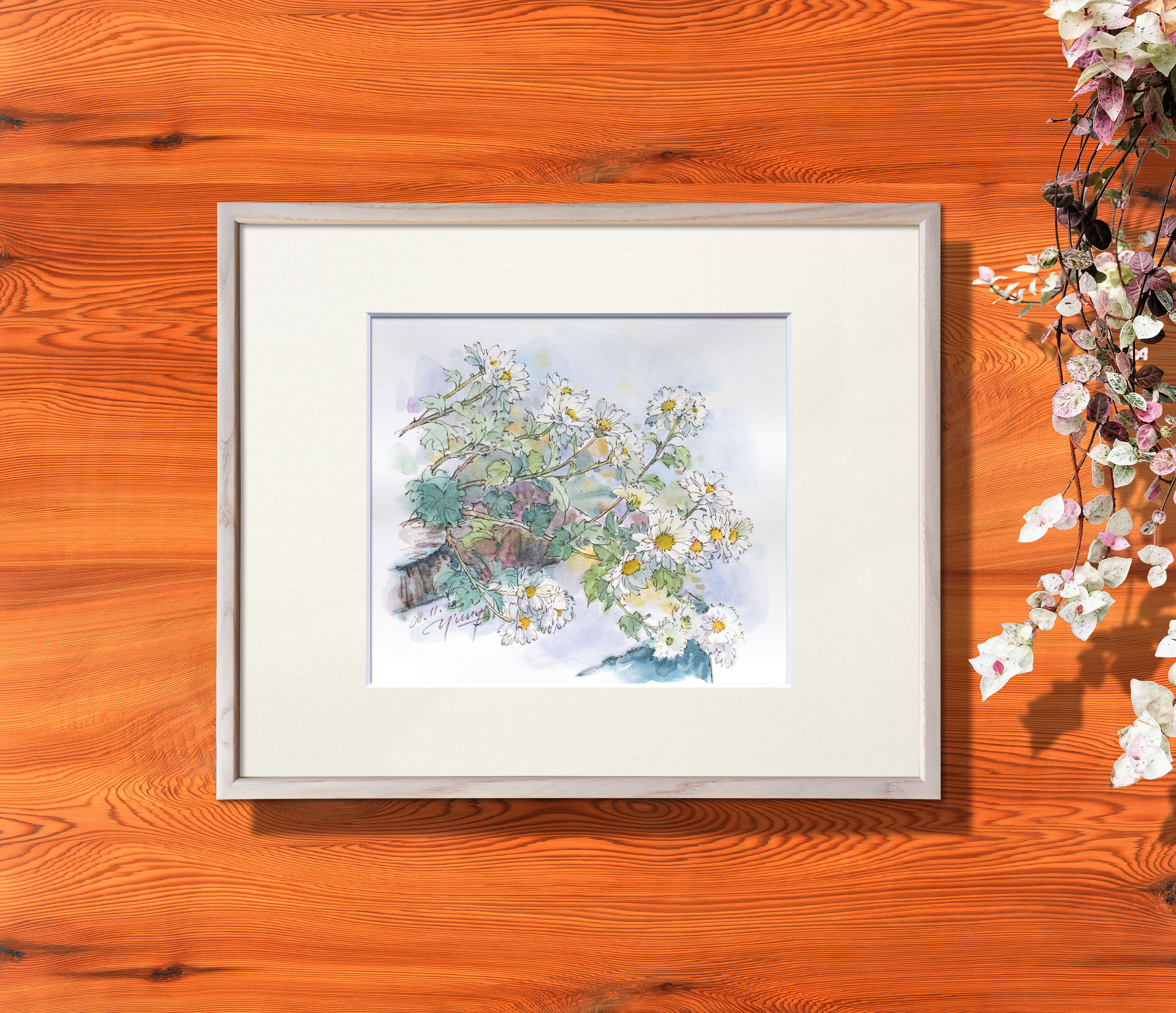 野菊-1】額縁付き スケッチ原画 一点物 特典付き 絵画 jacc_net