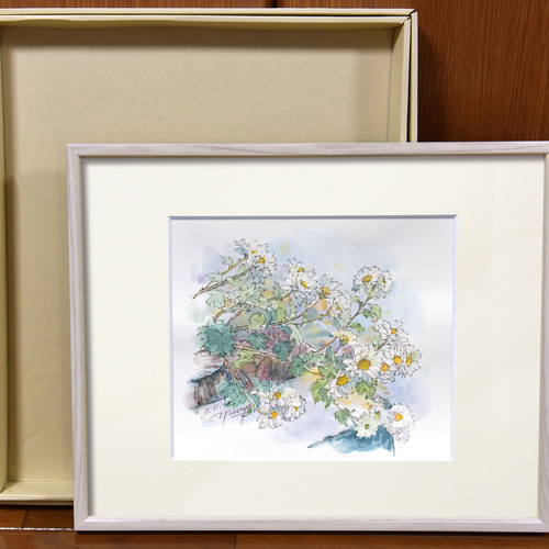 絵画　小原和紙　【野菊】 絵画 野菊にケリ 京刺繍 | アトリエひろ