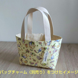 聖書＆讃美歌用 ミニトートバッグ　鳥さん イエロー mini tote bag birds yellow 5枚目の画像