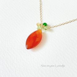 14kgf carnelian ×3stones necklace 3枚目の画像