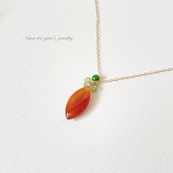 14kgf carnelian ×3stones necklace 5枚目の画像