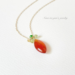 14kgf carnelian ×3stones necklace 2枚目の画像