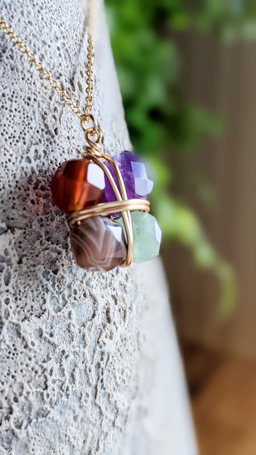 秋冬◆colorful天然石アメジストカーネリアンネックレス サージカルステンレス 14kf SV925 金アレ