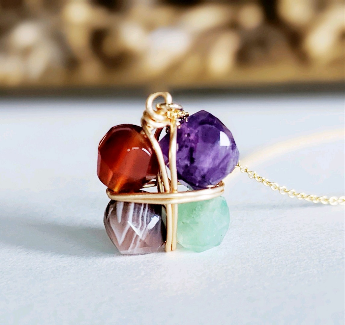 秋冬◆colorful天然石アメジストカーネリアンネックレス サージカルステンレス 14kf SV925 金アレ