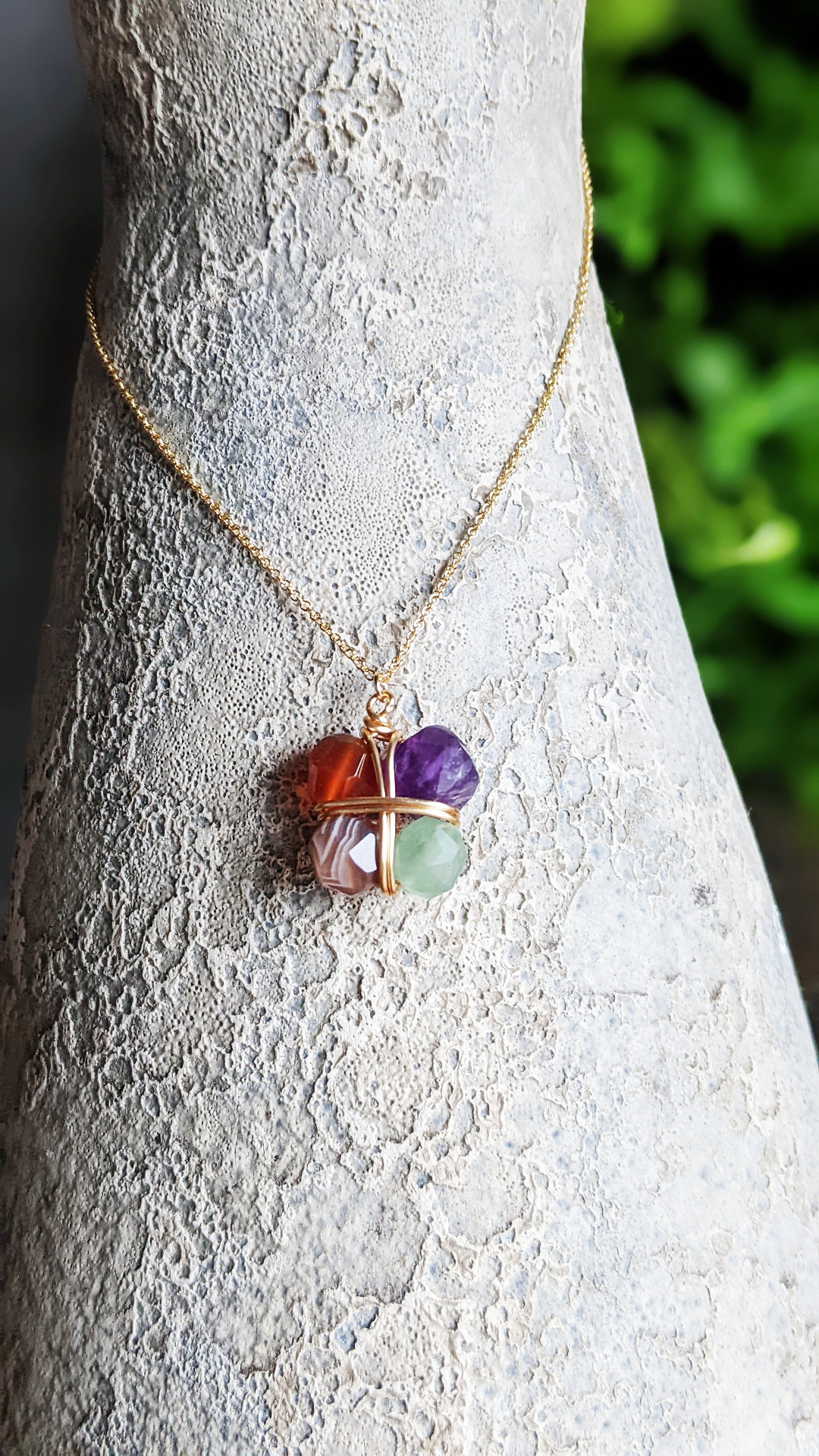 秋冬◆colorful天然石アメジストカーネリアンネックレス サージカルステンレス 14kf SV925 金アレ