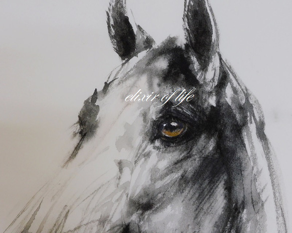 青い炎と猫、和紙34cm×24,8cm,墨