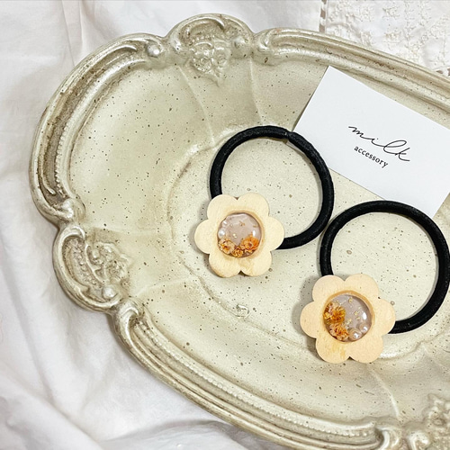 ヘアゴム キッズ お花 ヘアピン ヘアアクセサリー レジン ヘアゴム  