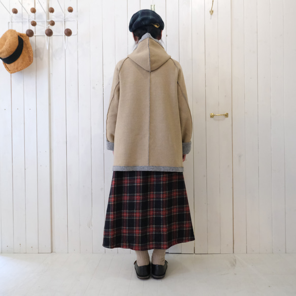 『 お仕立て承ります♪ 』リバーシブルニット ロングコート 　moku gray & chick beige 7枚目の画像