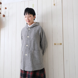 reversible wool long coat   * moku gray & chick beige * 第2張的照片