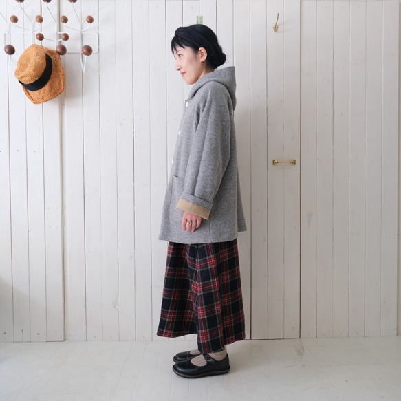 reversible wool long coat   * moku gray & chick beige * 第5張的照片