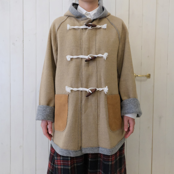 『 お仕立て承ります♪ 』リバーシブルニット ロングコート 　moku gray & chick beige 13枚目の画像