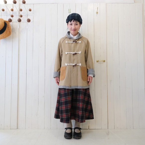 『 お仕立て承ります♪ 』リバーシブルニット ロングコート 　moku gray & chick beige 6枚目の画像