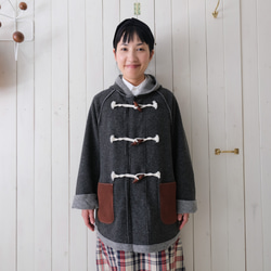 reversible wool long coat   * moku gray & charcoal gray * 第1張的照片