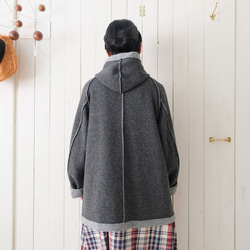 reversible wool long coat   * moku gray & charcoal gray * 第3張的照片