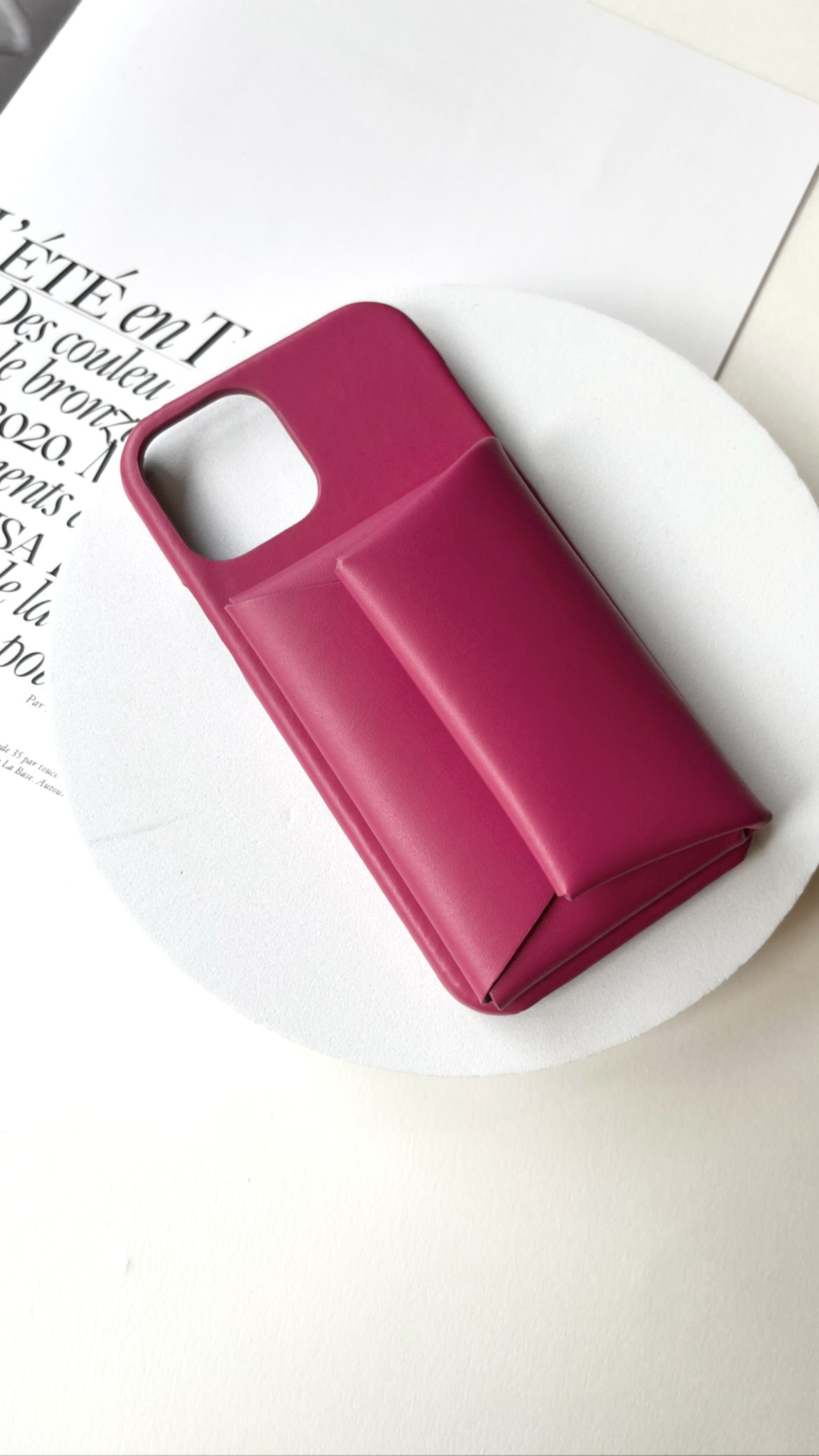 名入れ可　本革 スマホケース　革　名入れ レザー　iPhoneケース　ピンク