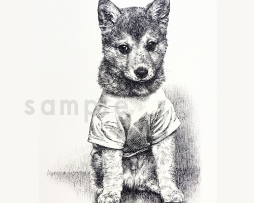 犬の似顔絵 描きます♪︎ 愛犬をアートに♪︎ ペン画(モノクロ
