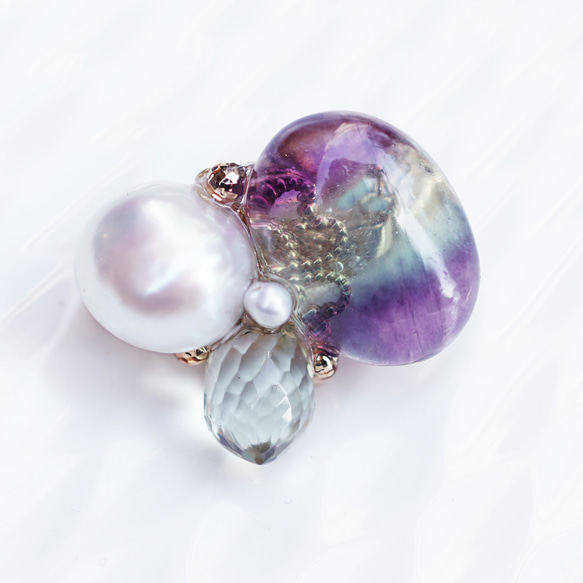 螢石、綠紫水晶與珍珠胸針 ~Ophelia 第9張的照片