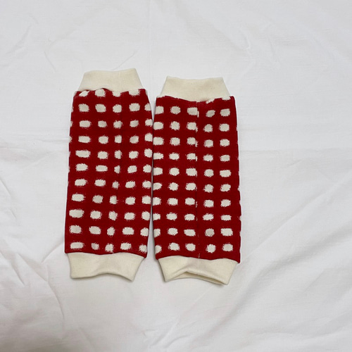 赤チェック柄＊ベビーレッグウォーマー＊60-90サイズ ベビー服