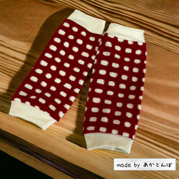 赤チェック柄＊ベビーレッグウォーマー＊60-90サイズ ベビー服 あか