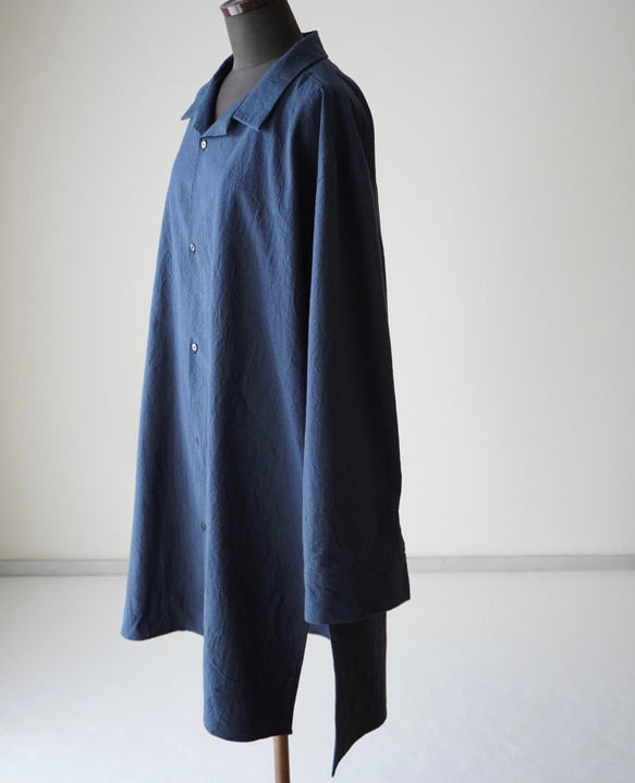 unisex シャツジャケットオープンカラー　ワッシャー加工cotton100% 14枚目の画像