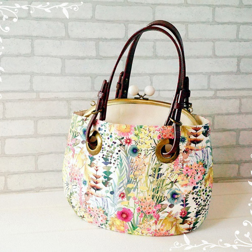 リバティ 11号帆布トレスコ あめ玉あおりがま口トートバッグ トート  