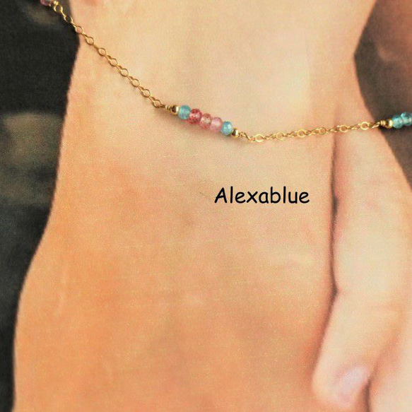 アパタイト＆ピンクエピドート ブレスレット K14GF　Apatite＆Pink Epidote bracelet 2枚目の画像