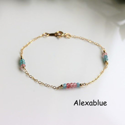 アパタイト＆ピンクエピドート ブレスレット K14GF　Apatite＆Pink Epidote bracelet 3枚目の画像