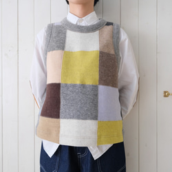 reversible wool knit patchwork vest 第14張的照片