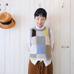 reversible wool knit patchwork vest 第3張的照片
