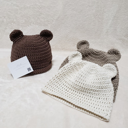くま耳帽子 コットン ハンドメイド コットンくま耳帽子 52cm 帽子(ベビー・キッズ) mimu2882 通販