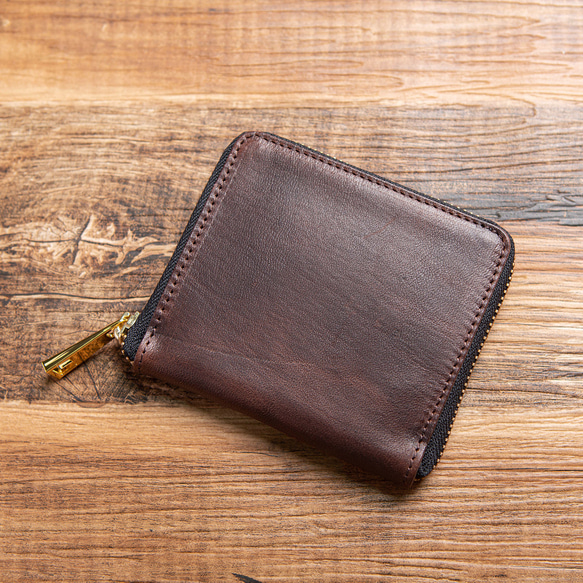 馬皮雙折錢包，帶防盜功能，緊湊型商務迷你錢包，巧克力色 JAW008 第1張的照片