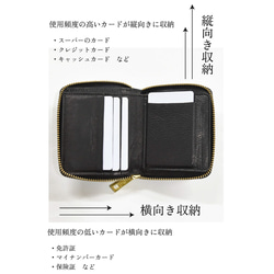 スキミング防止機能付き 馬革 二つ折り財布  コンパクト ビジネス ミニ財布 ネイビー JAW008 5枚目の画像