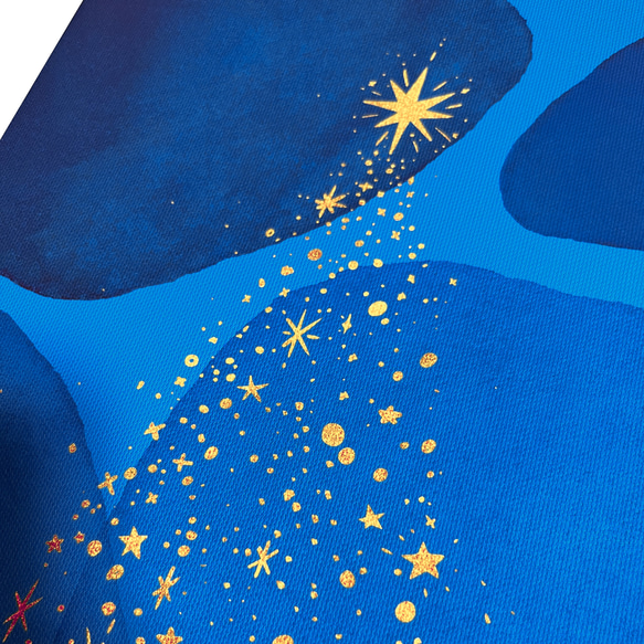 北欧キャンバスアートパネル_ GOLDクリスマスツリー 星 ネイビーブルー インテリアアートパネル 4枚目の画像