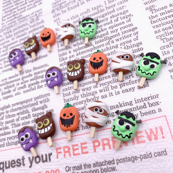 ミニチュアスイーツ　ハロウィン　ケーキポップス　Halloween飾り　ミニチュアケーキ　置物　アイス　黒ねこ　かぼちゃ 6枚目の画像