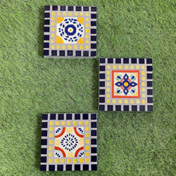 ドレープカーテン　メキシコタイル柄 メキシコタイルのガーデンステップ (3枚セット) その他インテリア雑貨