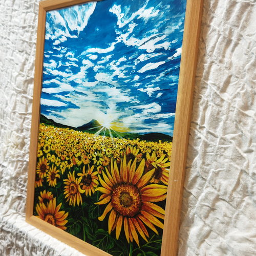油絵 油彩 油彩画 絵 絵画【山中湖のひまわり畑】A3 油絵 油彩 油彩画 絵 絵画【山中湖のひまわり畑】A3 油絵 油彩 油彩画 絵