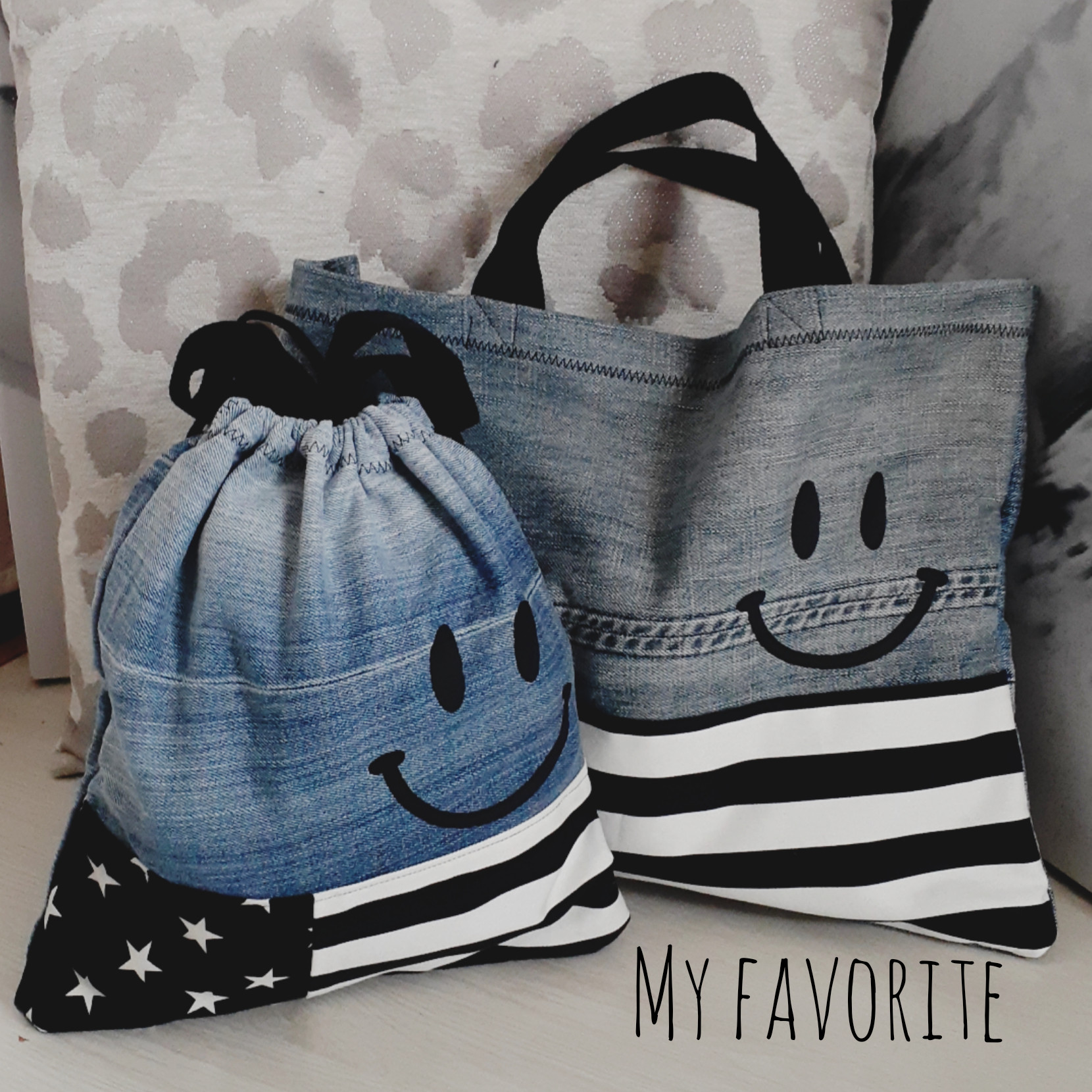 体操着袋&レッスンバッグセット　図書袋　　にこちゃん　　一升餅リュック　入園グッズ　入学準備　星　星条旗　新学期