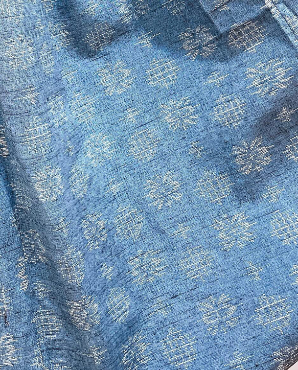 着物　スカート　青　絣　幾何学　和柄　和風　アップサイクル　シルク　サスティナブル 8枚目の画像