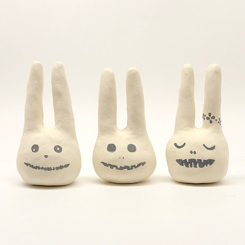 石粉粘土 「Rabbits o' lantern」3組セット 立体・オブジェ