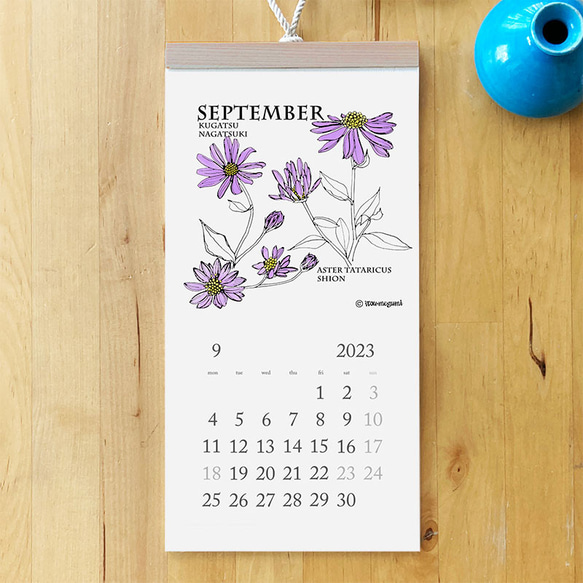2023カレンダー《季節の植物》壁掛けタイプ　A4スリム 10枚目の画像