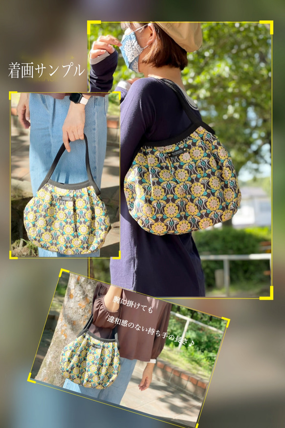 コロンと可愛いショルダーグラニーバッグ　✤リバティ✤ サマーオブラブ　ポップな大人可愛いバッグ ◎選べる2サイズ 11枚目の画像