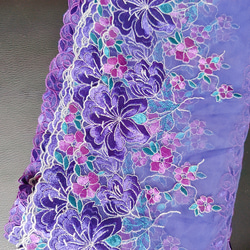 品番YZ160 パープル 花  モチーフ 生地 1mスカートドレス 8枚目の画像