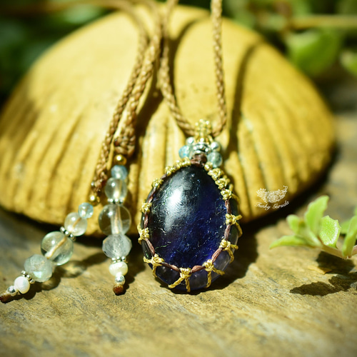 透明藍色☆アイオライト マクラメネックレス710 ネックレス