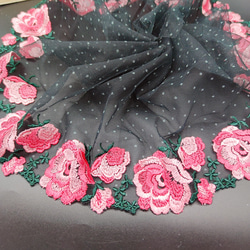 品番YZ149 刺繍 ローズ 薔薇花  モチーフ 生地 1m生地 スカートドレス 2枚目の画像