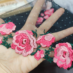 品番YZ149 刺繍 ローズ 薔薇花  モチーフ 生地 1m生地 スカートドレス 5枚目の画像