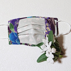 和柄のマスクカバー『藤花』   不織布マスクが見えるタイプ 3枚目の画像