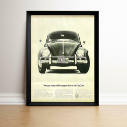 お値下げしました！ヴィンテージポスター　額付き フォルクスワーゲン 1960年代 アメリカ ヴィンテージ 雑誌 広告 額付