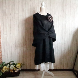 【 豊富な５色展開！３WAY】リネンの羽織りボレロ　ストール❣️フォーマル　和装　生成り・黒・チャコール・紺　 11枚目の画像